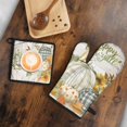 thumbnail image 3 of Happy Fall Pumpkins and Sunflower Kitchen Oven Mitt and Pot Holder Sets 2 Pcs for Baking, Cooking and Grilling, Heat Resistant Up To 392 °F, 3 of 4