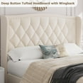 thumbnail image 4 of YUSAZENS Full Bed Frame with 4 Storage Drawers, Wingback Headboard, Charging Station, Diamond Design, No Box Spring Needed, Beige, 4 of 5