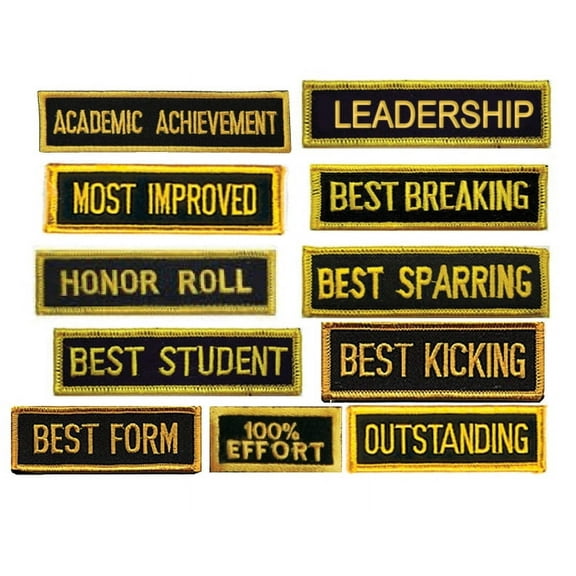 Martial Arts Achievement Patches, Best Form, kicking , Sparring , Breaking , Honor Roll , Leadership , Outstanding , Effort Patch (Best Breaking , 12 pcs)
