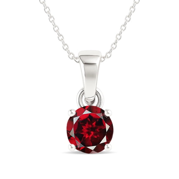 GOODSTONE JEWELS 925 Sterling Silver Garnet Solitaire Pendant Necklace January Birthstone Jewelry Gift for Her Size 16" 2" Extender