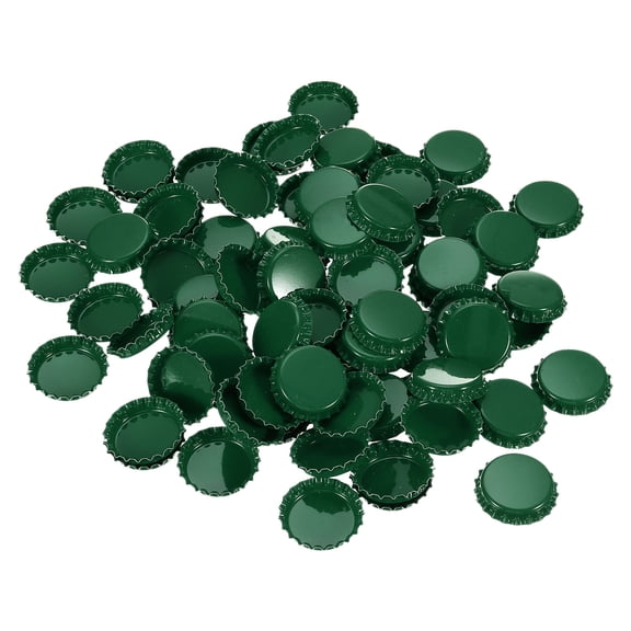 Uxcell 100 PCS Bottle Caps for Crafts, 1 Inch Double Sided Printing Metal Bottle Caps Bulk Flattened Charm for DIY Craft, Dark Green