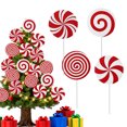 thumbnail image 2 of 4-16pcs Large Red White Peppermint Lollipop Christmas Picks for Tree 7.87 Inch Candy Ornaments Xmas Tree Topper Home Office Holiday Party Vase Decor, 2 of 7