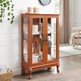 thumbnail image 4 of Lisonu Lighted Curio Cabinet with Mirrored Back, 2-Door Glass Display Cabinet with Adjustable Shelves for Collectibles, Dark Oak Finish, 4 of 26