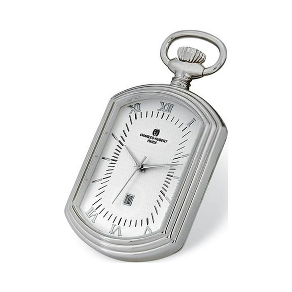 Gem & Harmony Chrome Finish Rectangular Pocket Watch for Men