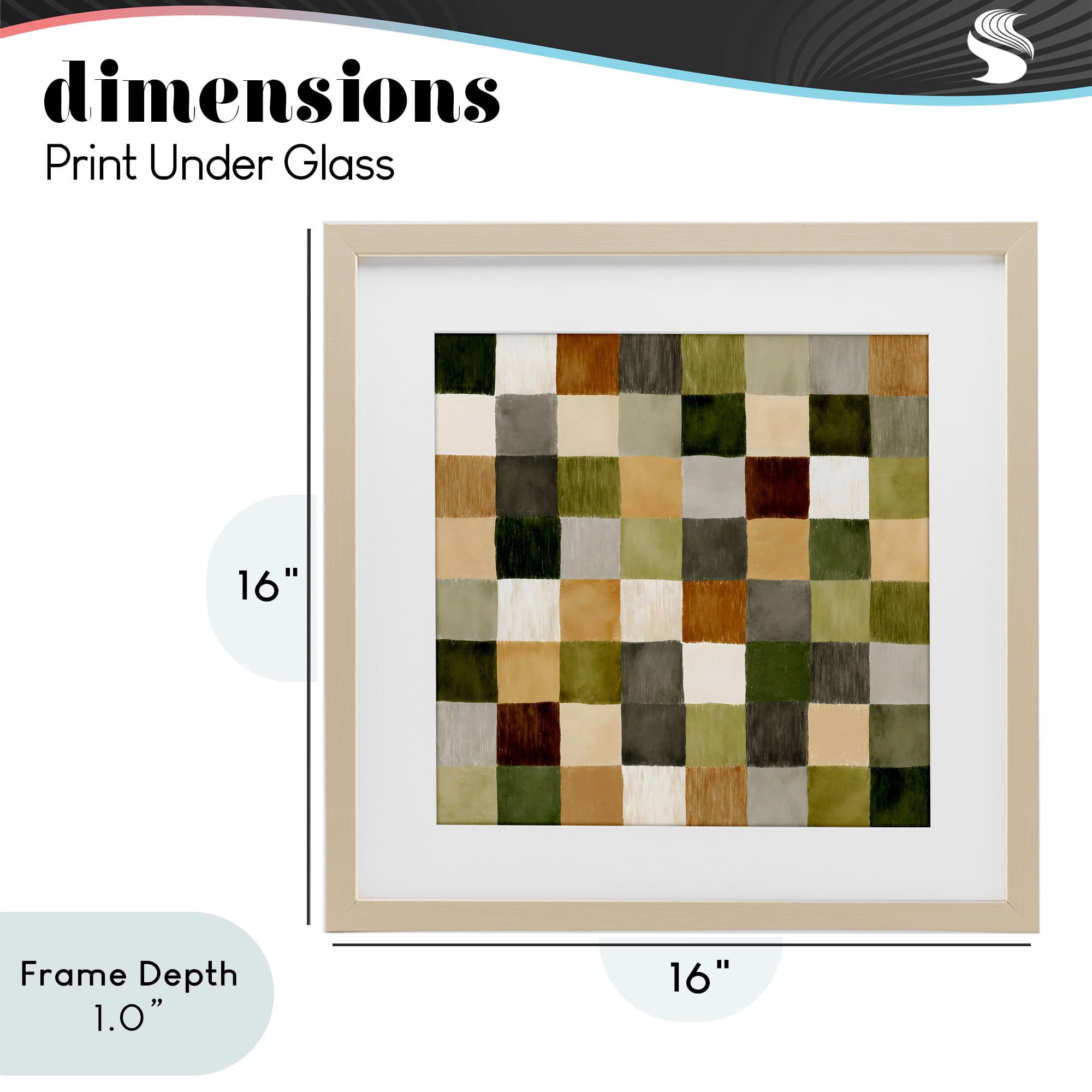 Stupell Industries Checkered Earth Tones Birch Framed Print Under Glass, design by Petal Prints Design