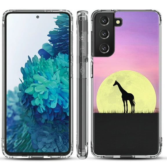 Shockproof Hybrid Bumper Phone Case for Samsung galaxy S21  5G / S21 Plus 5G, by OneToughShield ® - Moonlight Giraffe