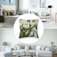 thumbnail image 5 of Acheng Throw Pillow Covers Beige and White Tulip Flower Pillowcases Spring pillow covers for Couch Canvas Cushion Cover Square Farmhouse Floral Decor Pillow Case ,Set of 2 White 20x20in, 5 of 7