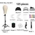 thumbnail image 3 of Suerbeaty 23 Inch Canvas Block Wig Head, Wig Stand Tripod with Head, Mannequin Head for Wigs, Manikin Head Block for Wigs Making Display with Wig Caps, T Pins C Bristle Brush, 3 of 9