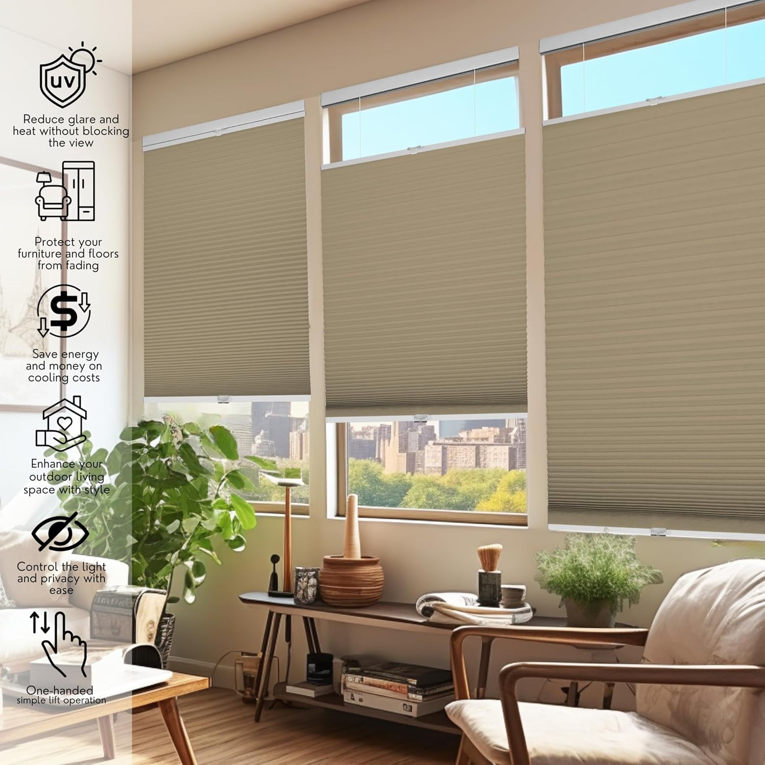 Chicology Sand Blackout Cordless Top Down Bottom Up Cellular Shades 27.75 in. W x 72 in. L