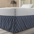 thumbnail image 1 of Abstract Bed Skirt, Repeating Diagonal Flower Motifs Bicolored Vintage Art Illustration, Elastic Bedskirt Dust Ruffle Wrap Around for Bedding Decor, 4 Sizes, Dark Violet Blue White, by Ambesonne, 1 of 2