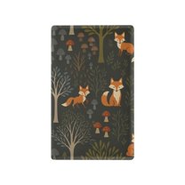 Yayeee Blank Wall Plate Cover 1-Gang 4.5"x2.7" Home Unused Decorative Outlet, Green Forest Fox Pattern