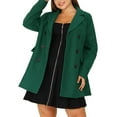 thumbnail image 1 of Abrigo largo de doble botonadura con solapa muesca para mujer de tallas grandes Agnes Orinda para un invierno con estilo 2X verde oscuro, 1 of 7