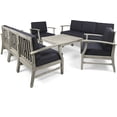 thumbnail image 4 of Great Deal Furniture Lorelei Outdoor 9 Piece Acacia Wood Sofa Conversational Set, Light Gray and Dark Gray Light Gray Wash, Dark Gray, 4 of 9