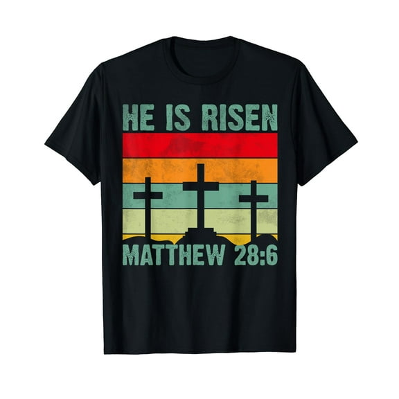 Retro Easter He Is Risen Christian Teens Kids Toddler Girl T-Shirt