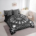 thumbnail image 2 of Castle Fairy Boho Gothic Skull 7-Piece Twin Bedding,Traditional Floral Bedding Comforter Set,Black Ivory,Black Reversible, 2 of 7