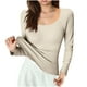 thumbnail image 3 of Tops deportivos,Camiseta básica para mujer, con acolchado en el pecho, manga larga sin costuras, poliéster, ropa informal para el hogar, sopatenor, 3 of 8