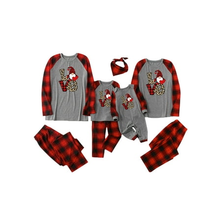 

Huakaishijie Christmas Parent-Children Pajamas Long-Sleeves Santa Print Tops + Plaid Pants Suit/Jumpsuit for Parents/Kid/Baby/Dog