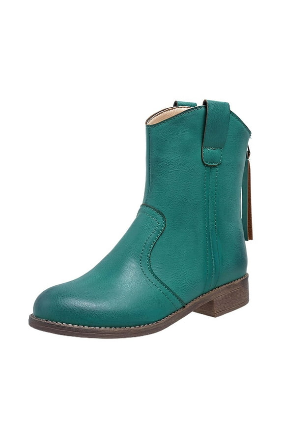 Women's Mid Calf Western Cowgirl Boots Cowboy Ankle Boots Chunky Heel Pointed Toe Fashion Festival Boots for Women
