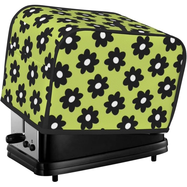 Toaster Cover 4 Slice Vintage Groovy Flowers Dustproof Bread Maker Cover Fingerprint Bakeware Protection Wide Slot Toaster Bag Reusable Kitchen Small Appliance Cover TC23