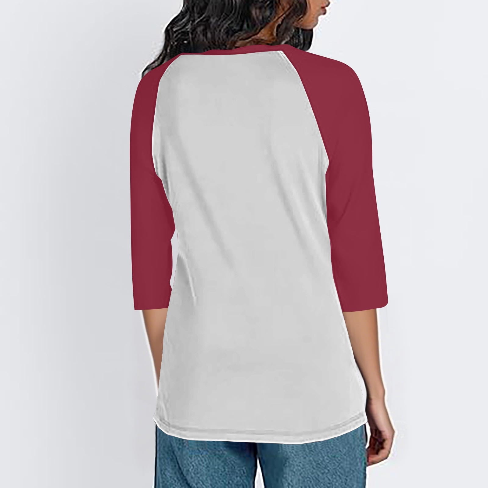 Womens Baseball Tee 3/4 Sleeve Fashion Crewneck Tops Color Block Blouse Casual Raglan Shirt