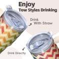thumbnail image 4 of 20oz Travel Tumbler with Handle and Straw, Geometric Stainless Steel Double Wall Insulated Coffee Mug Leak-Proof, 4 of 5