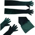 thumbnail image 4 of YooGuoGuo Opera Gloves for Women, Velvet Stretchy Elbow Length Gloves Evening Party Dance Gloves Long Opera for Women (Black green), 4 of 6