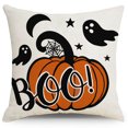 thumbnail image 2 of Fundas de almohada de Halloween 18x18 Juego de 4 fundas de almohada de truco o trato Feliz Halloween Funda de cojín de lino para sofá cama Decoración, 2 of 5