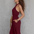 thumbnail image 6 of Aimik Womens Backless Jumpsuits Sleeveless Halter Ruched Waist Wide Leg Jumpsuits Summer Vacation Trendy One Piece Jumpsuit for Women, 6 of 6