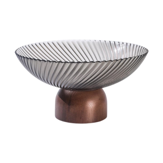 Frutero con pedestal, soporte para aperitivos, decoración, cuenco de vidrio, bandeja, cesta de frutas con pie para centro de mesa, regalo de inaugurac Gris