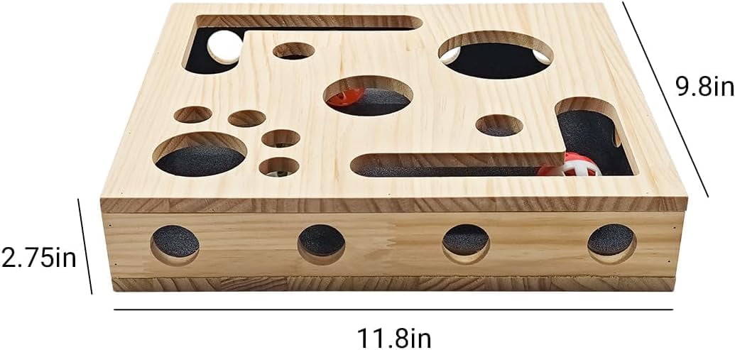 Cat Nail File Box with Interactive Cat Toys – 2026 Cats Nail File Enrichment Box Scratch Puzzle Toy for Indoor Cats, Natural Claw Care & Enrichment Activity with 3 Bell Ball(Random Color)
