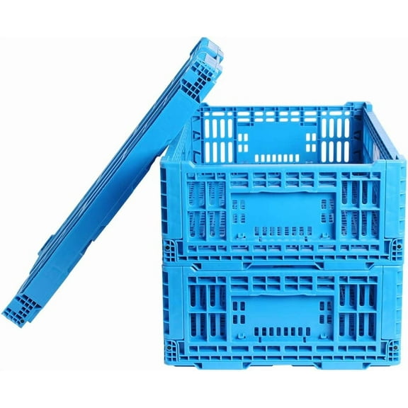 Collapsible Storage Bin Containe， 52 Liter Transfer box,crate Transit storage of various items (23.6" L x 15.7" W x 8.6" H-two)