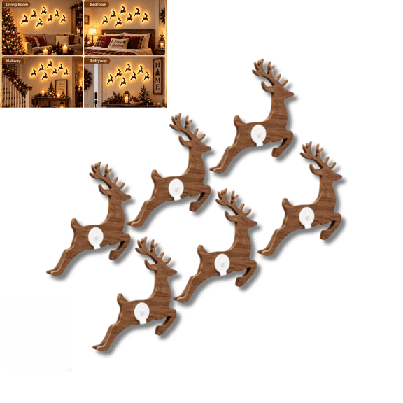 Glow Deer LED Reindeer for Wall Decoration, Soft Warm Halo Backlit Christmas Wall Lights, Christmas Wall Decor, Christmas Decorations Indoor for Living Room Front Door Seasonal Decor-12pcs
