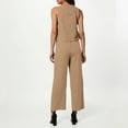 thumbnail image 6 of Women's Solid Color Linen 2 Piece Set Sleeveless Crop Top With Buttons And Wide Leg Pants Womens Pants, 6 of 8