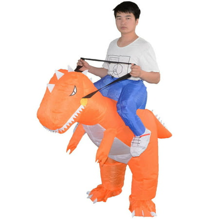 Funny Inflatable Cosplay Dinosaur Costume Toy Dinosaur Jumpsuit Clothing Halloween Parents-child Campaign Costumes Gift Color:Orangeadult inflatable dinosaur Size:free