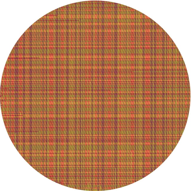 Ahgly Tapis Rond Lavable en Machine Intérieur Transitionnel Orange, 5 Pieds Rond