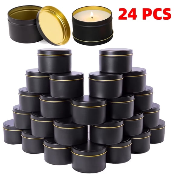 Candle Tin 24 Pcs,4oz,Candle Containers,Black Candle Jars for Candle Making Arts&Crafts Storage&More