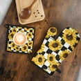 thumbnail image 5 of Checke Sunflower Kitchen Oven Mitt and Pot Holder Sets 2 Pcs for Baking, Cooking and Grilling, Heat Resistant Up To 392 °F, 5 of 7
