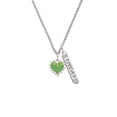 thumbnail image 2 of Delight Jewelry Silvertone Lime Green Giraffe Print Heart Silvertone Forever Bar Charm Necklace, 23", 2 of 4