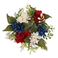 thumbnail image 2 of July Patriotic Candle Rings Wreaths with Red White Blue Flowers,Small Candle Wreaths for Pillars Artificial Dahlia Candle Ring Holder for Memorial Day Independence Day Party Table Centerpieces,8Inch, 2 of 8