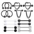 thumbnail image 1 of Pierced Jewelry Rings Stainless Steel Straight Barbell for Men Women, 1 of 3