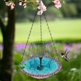 thumbnail image 3 of Bird Feeder for Outdoor Blue Bowl Water Fountain Bubbling Feature Purple Bird Perched Chain Hanging for Yard Patio Decor, 3 of 5