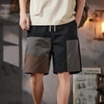 thumbnail image 4 of Five Quarter Pants for Men, Loose Fit Patchwork Color Design, Breathable Polyester Swim Trunks with Elastic Waistband and Drawstring, Summer Casual Shorts, 4 of 4