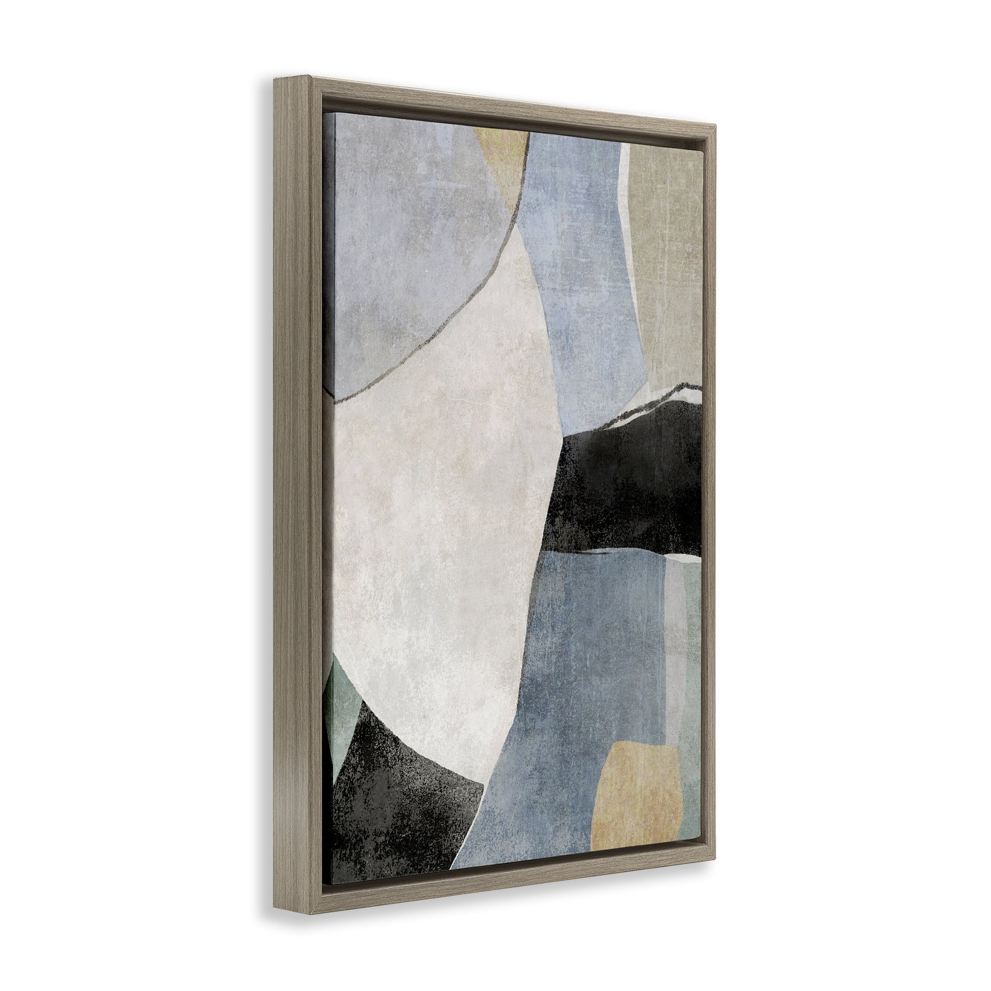 Stupell Industries Cutout Shapes Composition Abstract Painting Brown Floater Framed Canvas Art Print Wall Art, 21 x 31