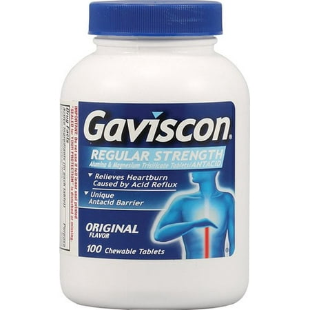 Gaviscon Regular Strength Original Chewable Tablet for Fast-Acting Heartburn Relief, 100