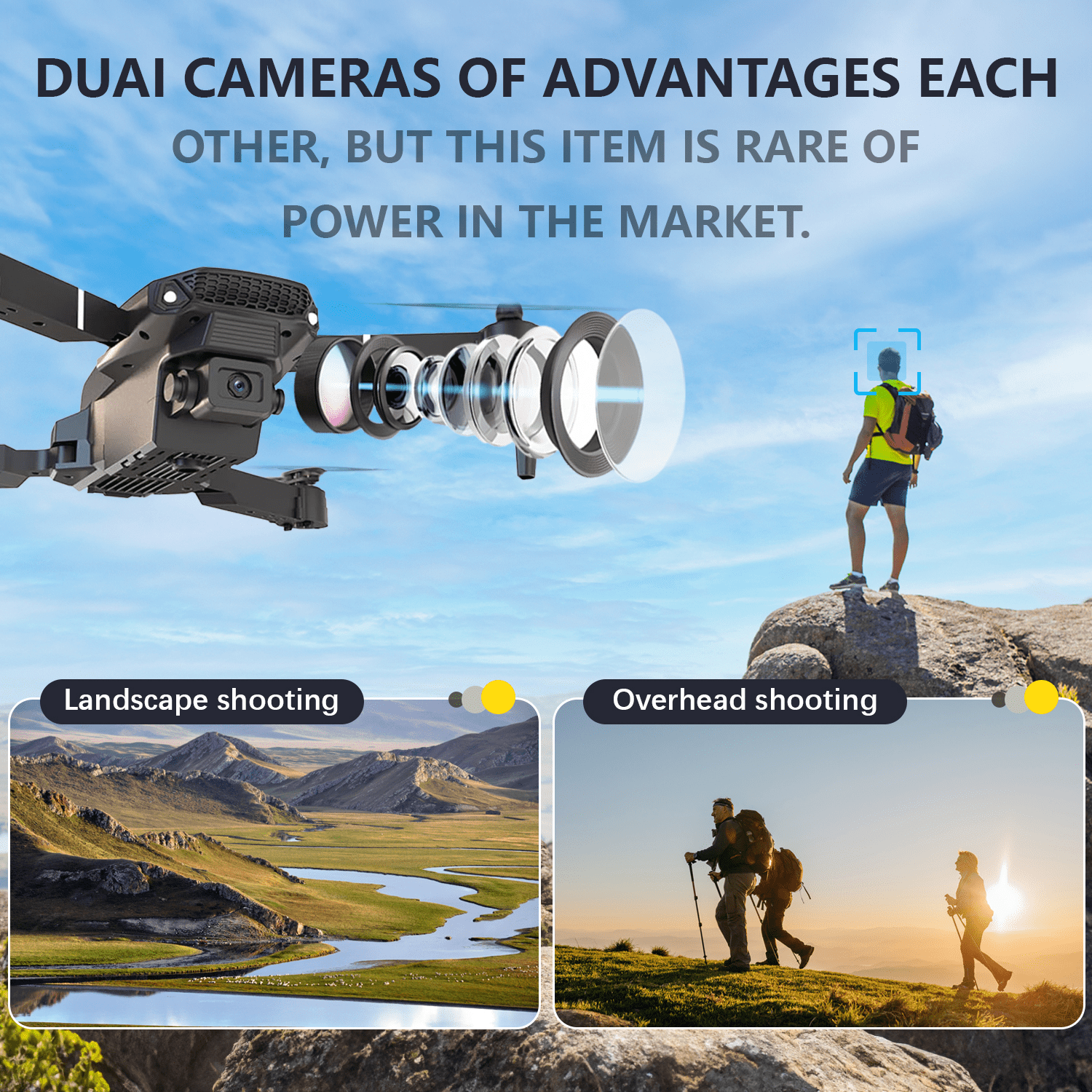 Drone with HD Dual Camera, Foldable FPV Quadcopter,RC Drone for Adults and Childers Toys Gifts, Black,3 Battery