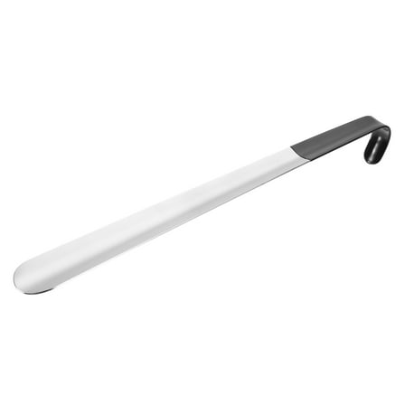 Uxcell 17in Shoe Horn,  Metal Plastic Curved Handle Shoe Helper, Silver Tone