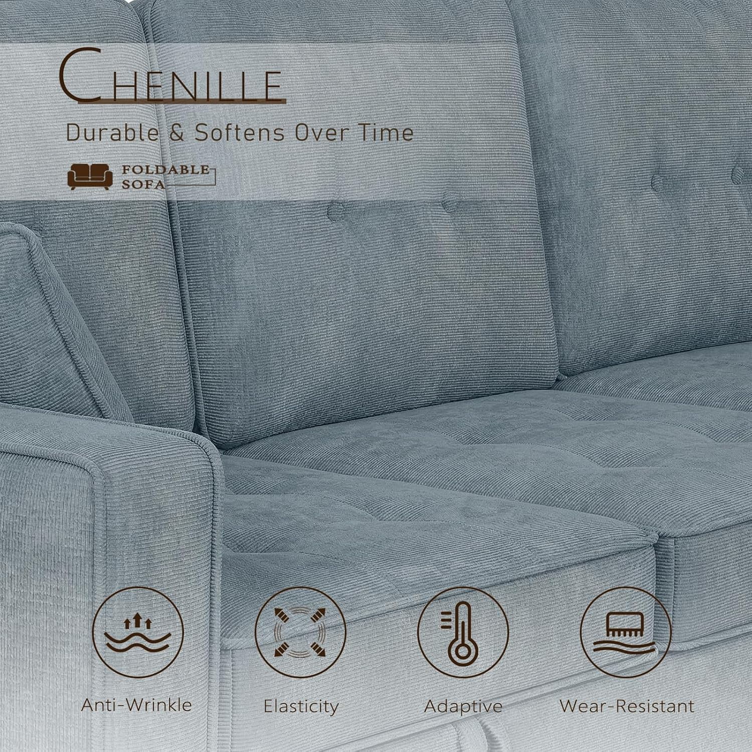 Howcool Sectional Sleeper Sofa,L Shaped Chenille Convertible Sofa Bed 89" 3 Seater with Flip-Down Center Console & USB Charging Ports,Pull Out Couch for Living Room Apartment Office,Blue