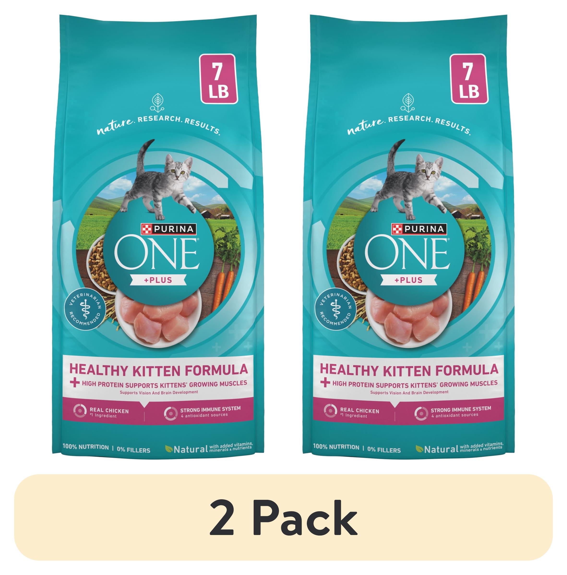 (2 pack) Purina ONE High Protein, Natural Dry Kitten Food, +Plus Healthy Kitten Formula, 7 lb. Bag