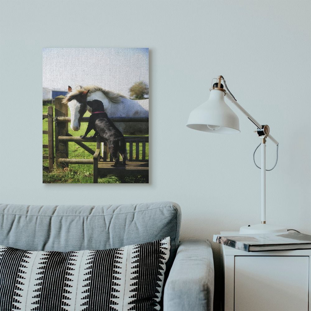 Stupell Industries Colorful Farm Horse and Dog Animal Photo Canvas Wall Art by Villager Jim