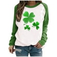 thumbnail image 1 of Bowake Chandail en Molleton pour Femmes de la Saint-Patrick Imprimé Col Rond Manches Longues Raglan Haut Décontracté Ample, 1 of 4
